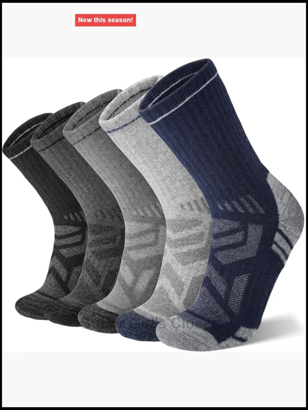 Merino Wool Hiking Socks, Enhanced Breathability, Targeted Cushion, 5 Pairs